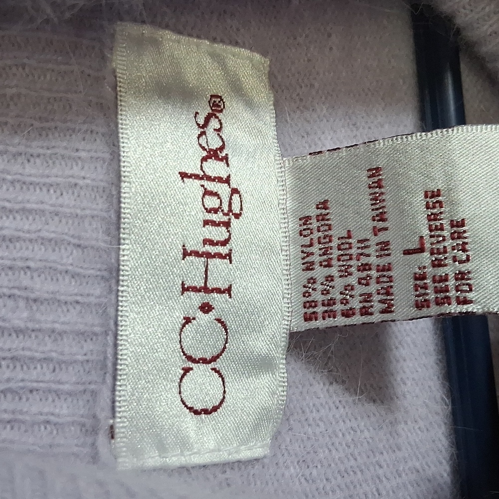 Angora Blend Sweater C C Hughes Size L Lilac Casual Office Vintage - Picture 2 of 4